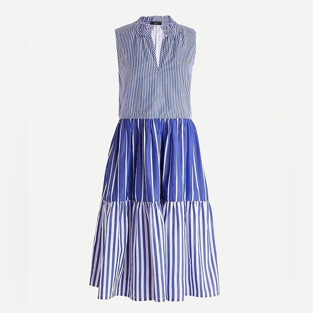 J.Crew Women’s Striped Tiered Sleeveless Cotton Dress Size XS